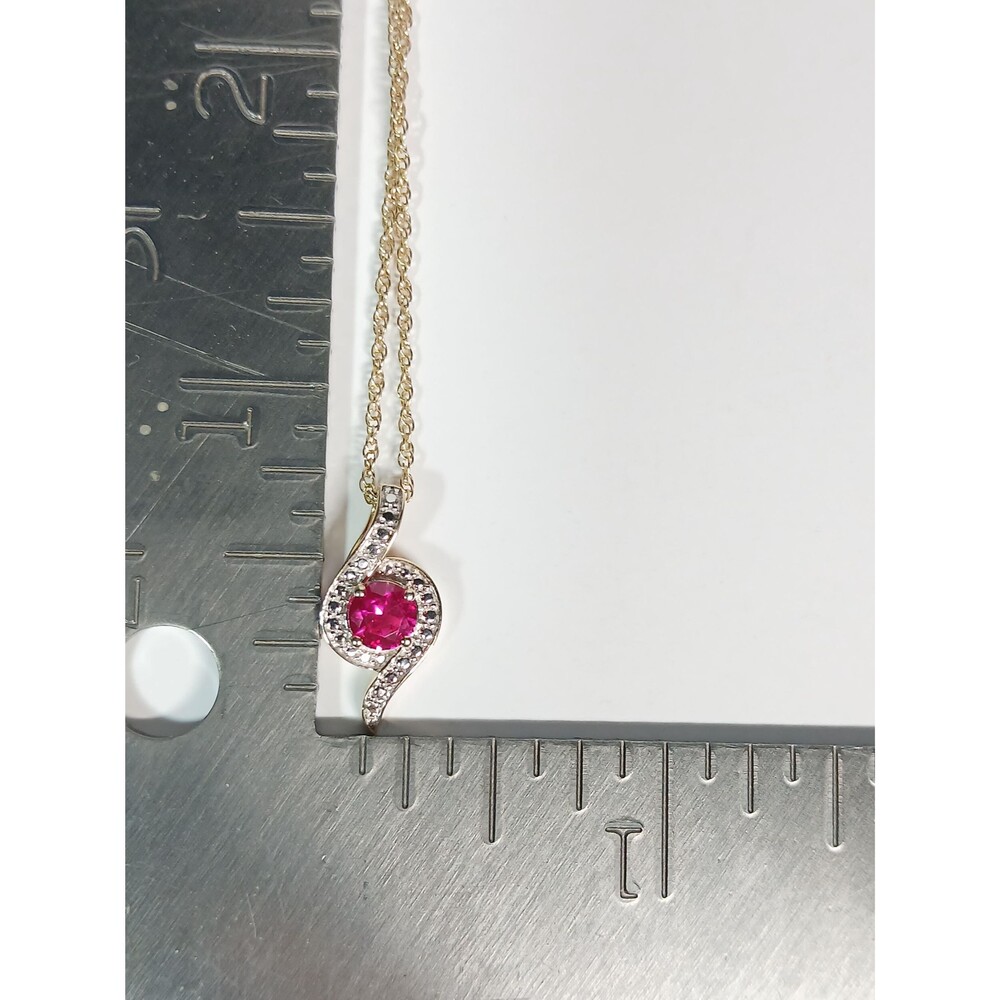 Sterling Silver Pink Topaz Silver Accents Gold Tone Pendant Necklace - Picture 7 of 16